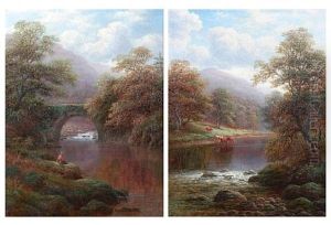 Pont Aberglaslyn, North Wales (+ On The Wharfe, Near Beamsley, Yorkshire; Pair) by William Mellor