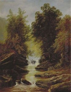 Wooded Forest With Stream by William Mellor