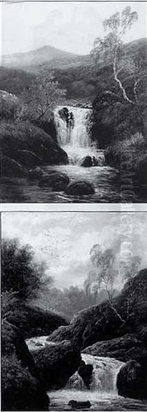 Landscape With Waterfall (+ Another, Similar; Pair) - view 1