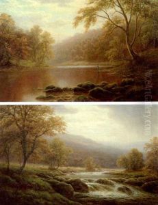 An Angler Beside A Calm River, The Wharfe Near Bolton Abbey (?) (+ A River Scene; Pair) An Angler Beside A Calm River, The Wharfe Near Bolton Abbey (?) (+ A River Scene; Pair)