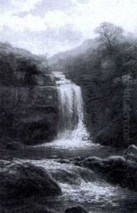 On The Wharfe, Bolton Woods (+ Waterfall, Ingleton; Pair) by William Mellor
