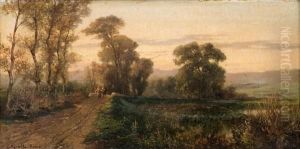Paesaggio Di Campagna Con Contadini Sulla Via by Cesare Bertolla