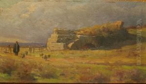 Shepherd On A Country Road by Cesare Bertolla