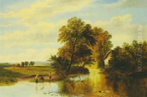 Landscape With A Mill And Figures Fishing By A Pond