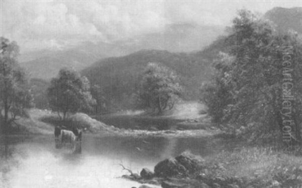 River Scene With Cattle Watering - view 1
