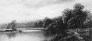On The Wharfe, Yorkshire, With Cattle Watering And Fishermen In The Foreground