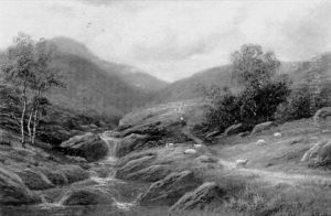 Highland Scene With Waterfall And Sheep Highland Scene With Waterfall And Sheep