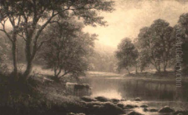 Cattle Watering At A River - view 1
