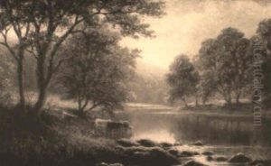 Cattle Watering At A River by William Mellor