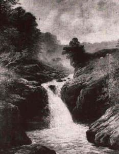 A Wooded River Landscape With A Waterfall
