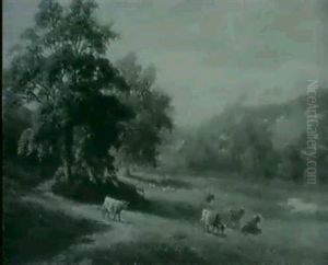 Birkham Crag, On The Nidd; A View Near Knaresborouth (a Pair) by William Mellor