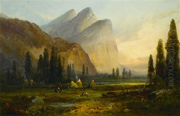 Indian Encampment Near Three Brothers, Yosemite Valley - view 1