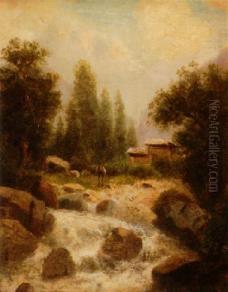 Figure By A Rushing Stream - view 1