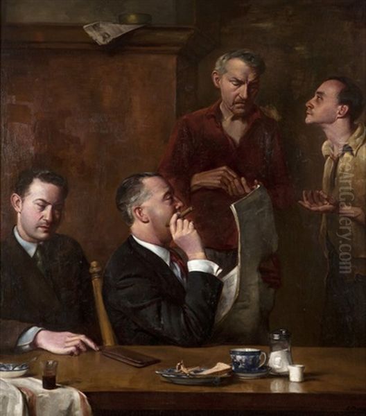 Four Men In A Restaurant - view 1