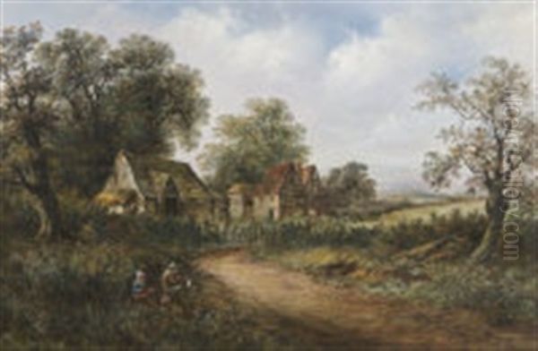 Figures By A Cottage In A Rural Landscape - view 1