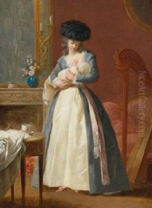A Lady, Said To Be Madame Danloux, Nursing Her Child In A Drawing Room