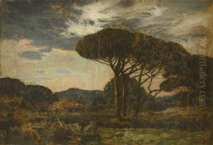 Nymphe Dans Un Paysage by Emile Rene Menard