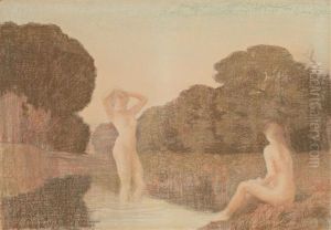 Les Baigneuses by Emile Rene Menard