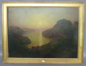Couche De Soleil, Paysage Symboliste by Emile Rene Menard