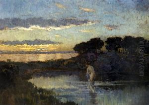 Baigneuse Au Bord De La Mer by Emile Rene Menard