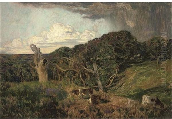 Cattle Grazing In A Wooded Landscape - view 1