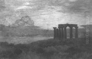 Temple Antique A Corinthe by Emile Rene Menard