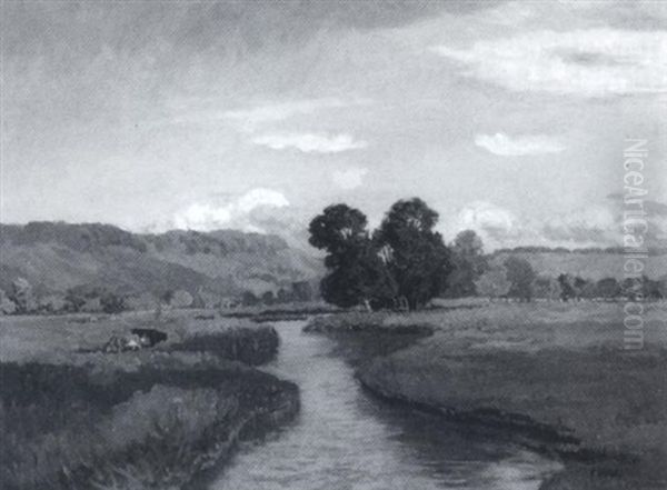 Pastoral Landscape With Grazing Cows - view 1