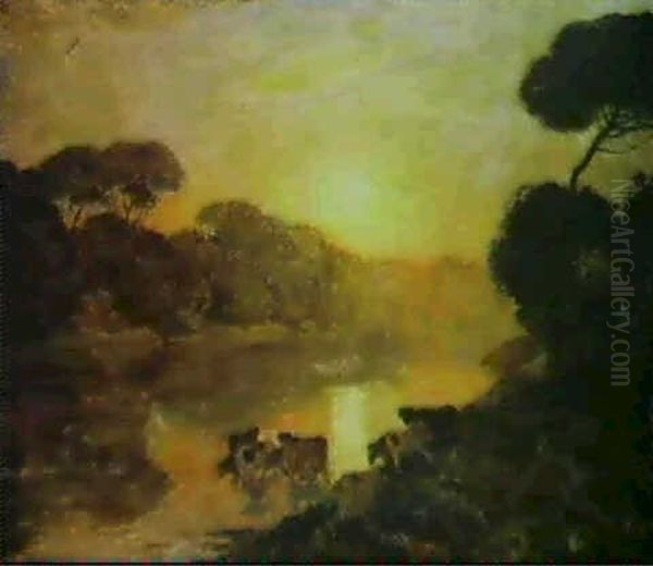 Troupeau A La Riviere, Le Soir - view 1