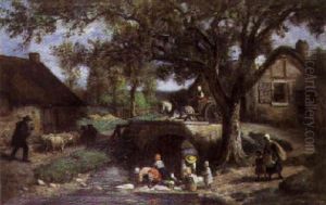 Les Lavandieres by Rene-Joseph Menard