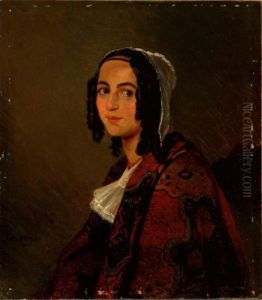 Madchen Mit Besticktem Schal by Carl Adolf Mende