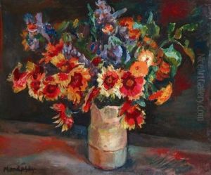 Bouquet De Fleurs Dans Un Vase by Maurice Mendjisky