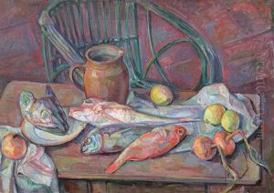 Nature Morte Au Pichet Et Aux Poissons