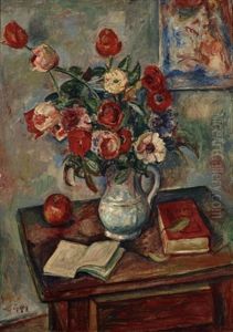 Interior With Vase Of Flowers Interior With Vase Of Flowers