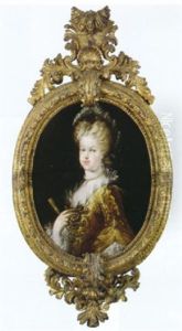 Retrato De Maria Luisa Gabriela De Saboya, Con Un Abanico En La Mano by Miguel Jacinto Menendez