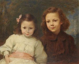 Les Deux Fillettes by Charles August Mengin