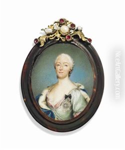 Maria-antonia-walpurgis, Hereditary Electress Of Saxony (1724-1780), In Pale Green Silk Dress With Pink Lining, Ermine-trimmed Blue Cloak