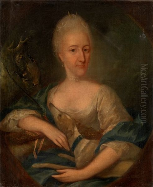 Portrait Of A Lady As Diana, In A Feigned Oval - view 1