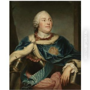 Portrait Of The Elector Friedrich Christian Of Saxony, Three Quarter Length, Wearing Armour And A Blue Ermine-lined Cape With The Cross Of Malta by Anton Raphael Mengs