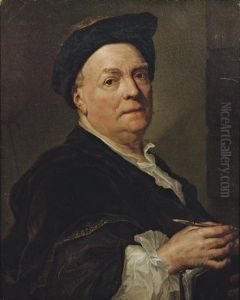 Portrait Of Louis De Silvestre Holding A Pen And Leaning On A Portfolio
