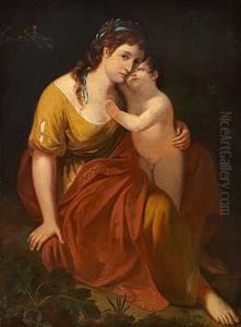 En Kvinde I Klassiske Gevandter Med Sit Barn En Kvinde I Klassiske Gevandter Med Sit Barn