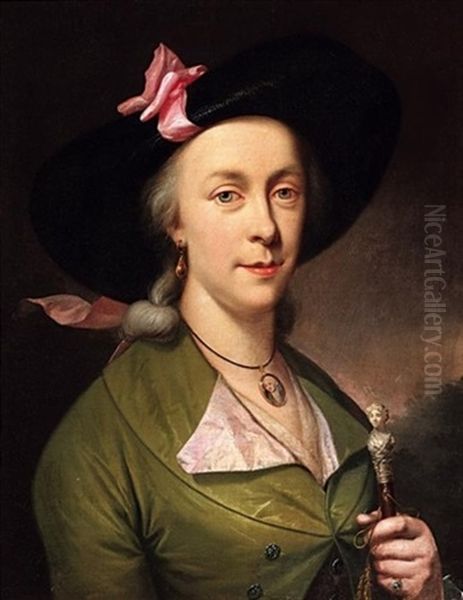 Portrait Einer Dame In Grunem Reitkostum - view 1