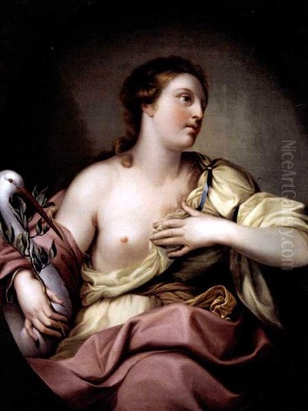 An Allegorical Figure Holding A Mrytle Leaf And A Stalk - view 1