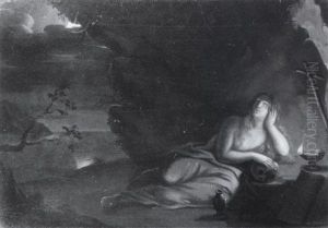 Die Bussende Maria Magdalena In Einer Grotte Mit Ausblick Auf Die See by Anton Raphael Mengs