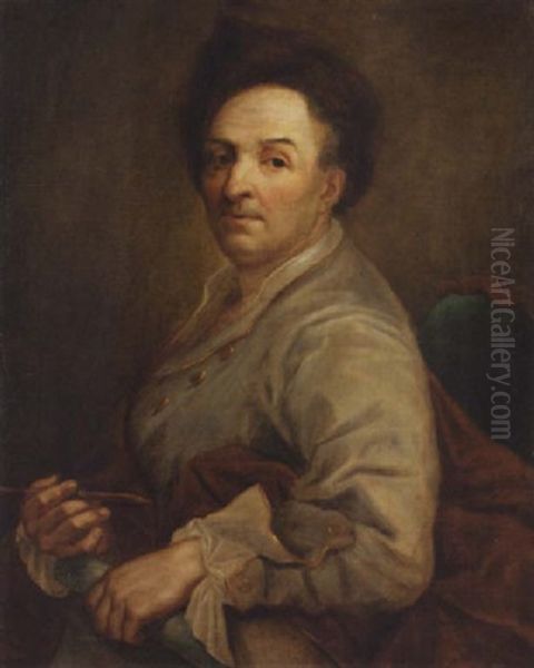 Portrait Of An Artist In A Grey Coat And A Fur Hat (self-portrait?) - view 1