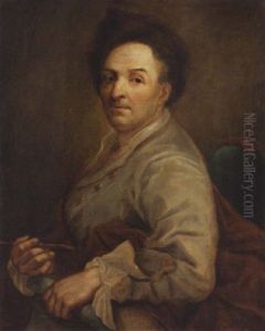 Portrait Of An Artist In A Grey Coat And A Fur Hat (self-portrait?) by Anton Raphael Mengs