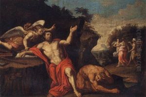 An Angel Appearing To A Hermit In A Landscape by Anton Raphael Mengs
