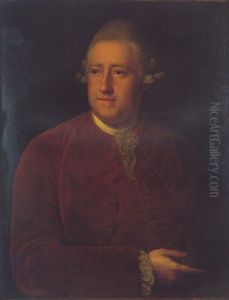 Portrait Of George Clavering Nassau, Lord Fordwich, Later 3rd Earl Of Cowper, Wearing A Red Coat And Lace Stock Portrait Of George Clavering Nassau, Lord Fordwich, Later 3rd Earl Of Cowper, Wearing A Red Coat And Lace Stock