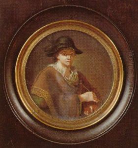 Selbstbildnis Mit Palette Und Grunem Federhut by Anton Raphael Mengs