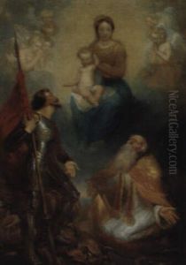 Die Madonna Mit Dem Kind Und Engeln Erscheint Dem Heiligen Georg by Anton Raphael Mengs
