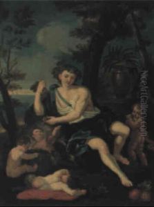 H+sten: Ung Mand Med Putti Og Vindruer by Anton Raphael Mengs